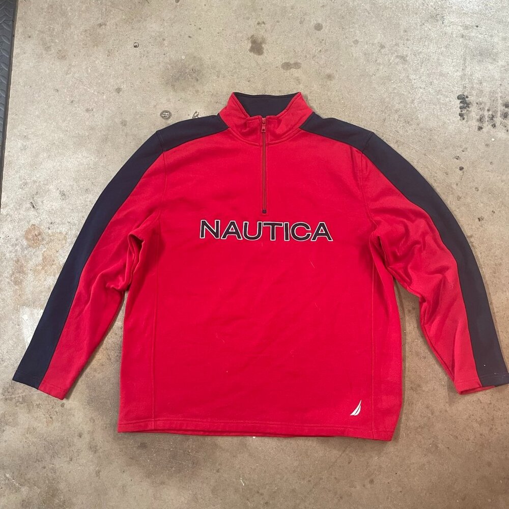 Nautica Men's 1/4 Zip Red Pullover Sweatshirt Sweater Size XXL K9350J